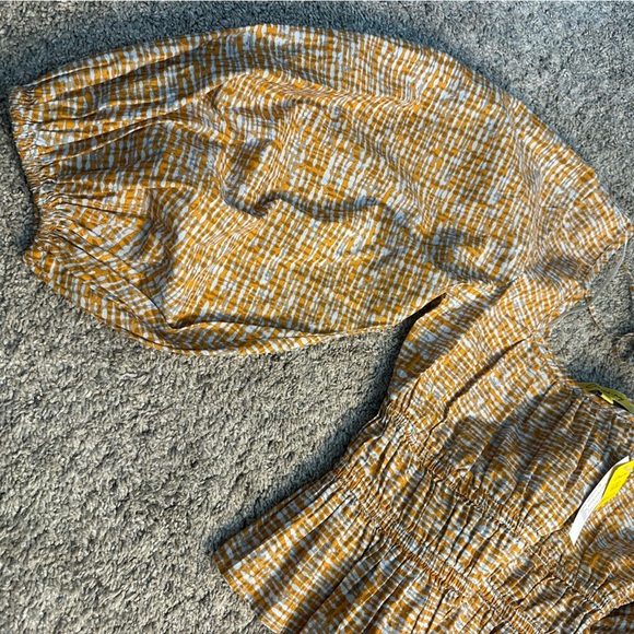 🎆 Circus by Sam Edelman peplum top small square neck balloon sleeve orange retro - Picture 9 of 9